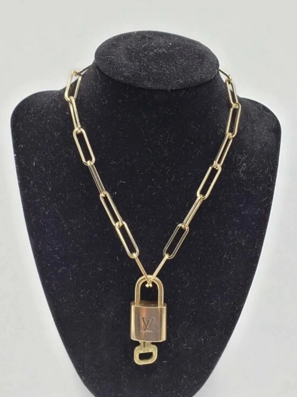 Gold-Plated Necklace with Authentic Louis Vuitton Padlock